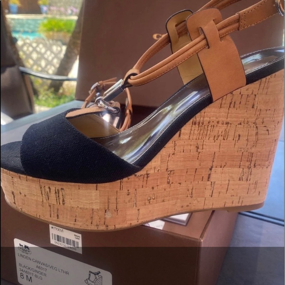 Coach sandals LINDEN CANVAS/ VEG LTHR